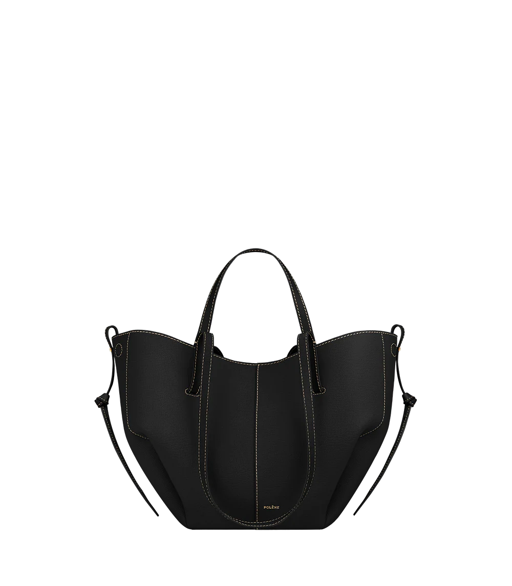 Cyme Mini - Textured Black with Ecru Stitching