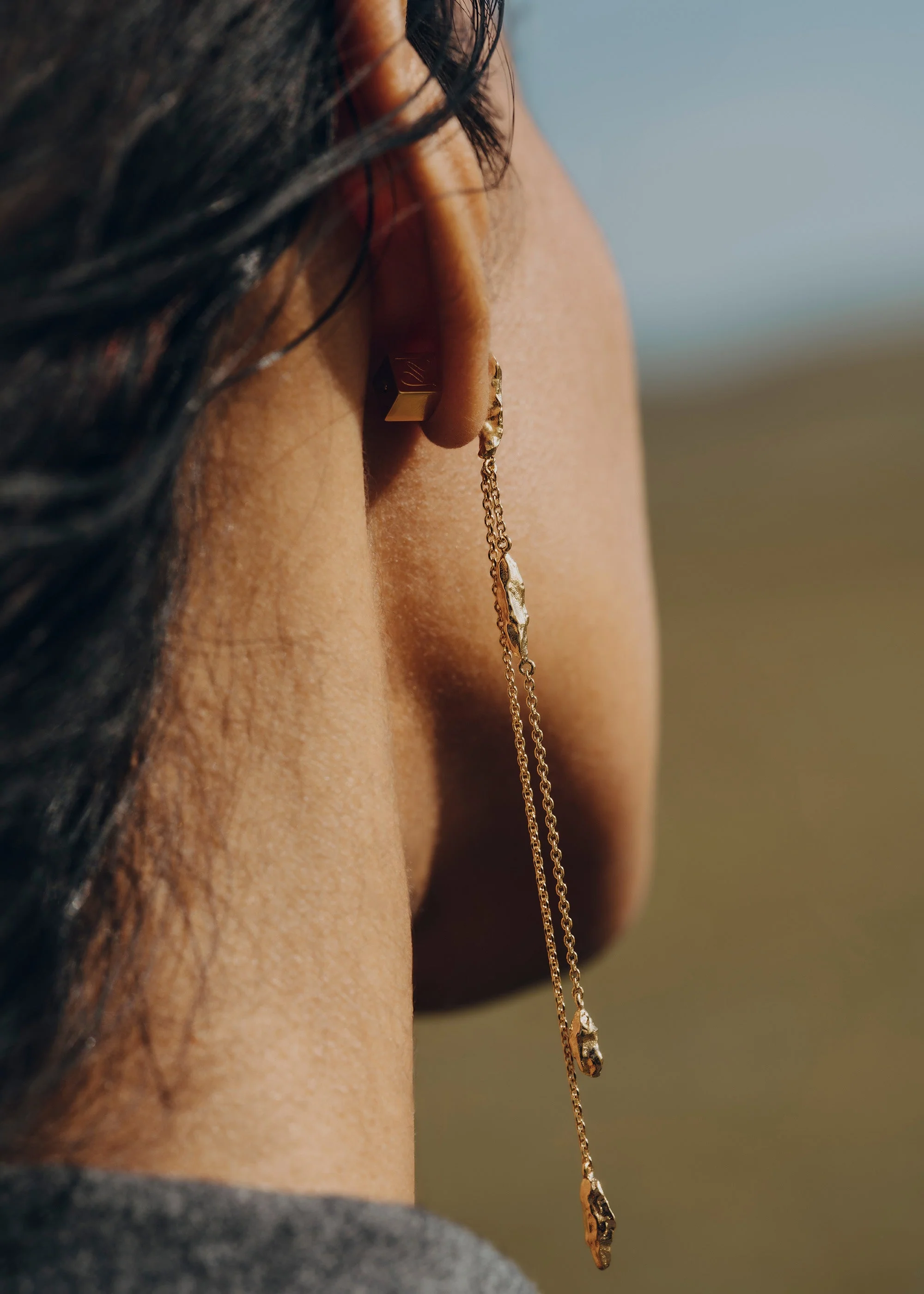 Eroz Chain Earrings - 24 carat gold-gilded edition - Image 4