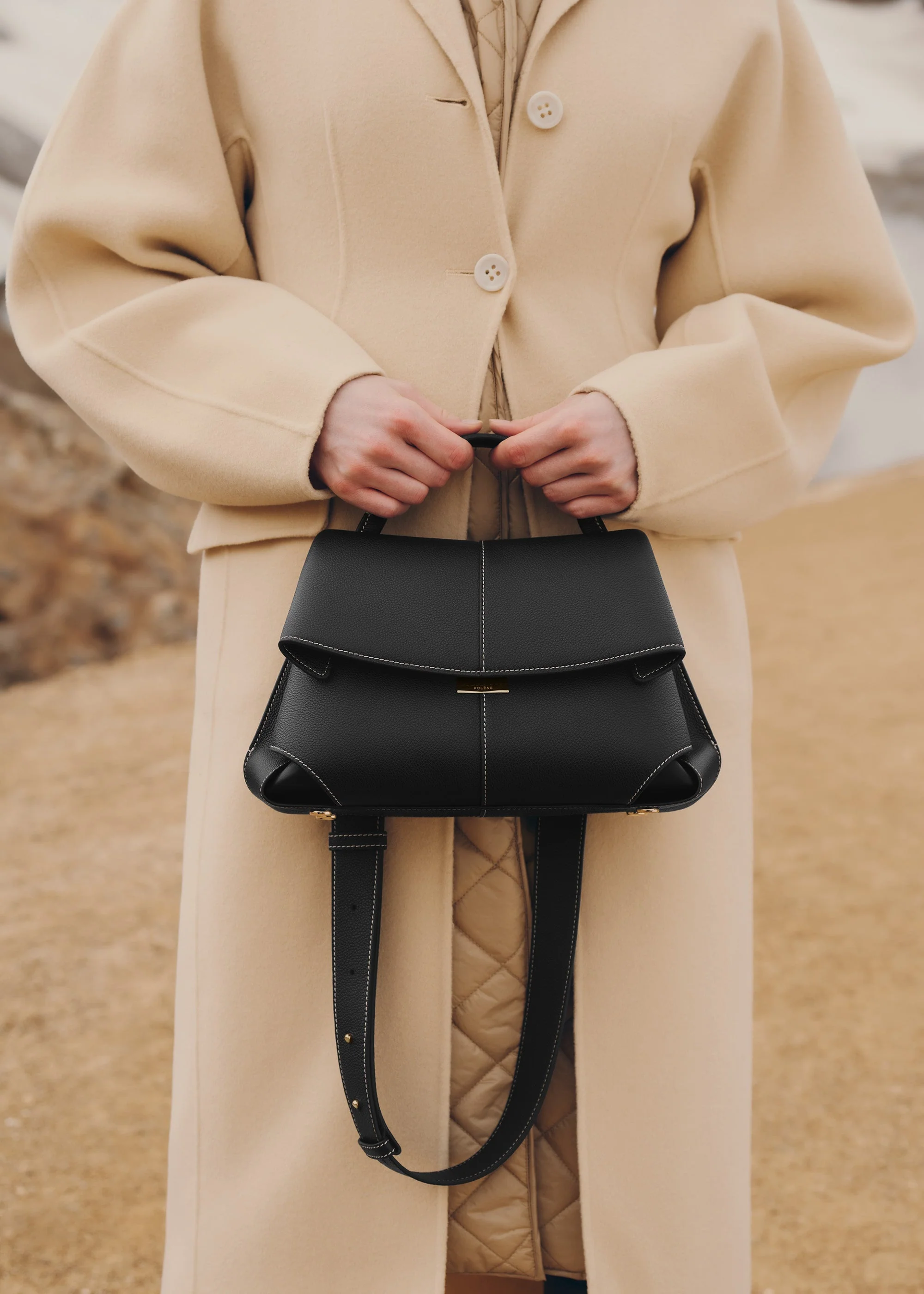 Mokki - Textured Black with Ecru Stitching - Image 7